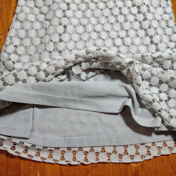 Solitaire Knit Crochet Polka Dot Square Neck 3/4 Sleeve‎ Top Size S Gray - Picture 6 of 11